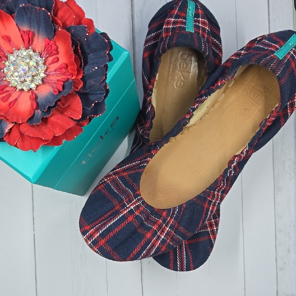 Tieks Women's Heritage Plaid Flats - Red and Blue